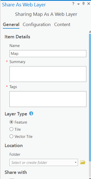 share as a web layer pane missing map image layer option
